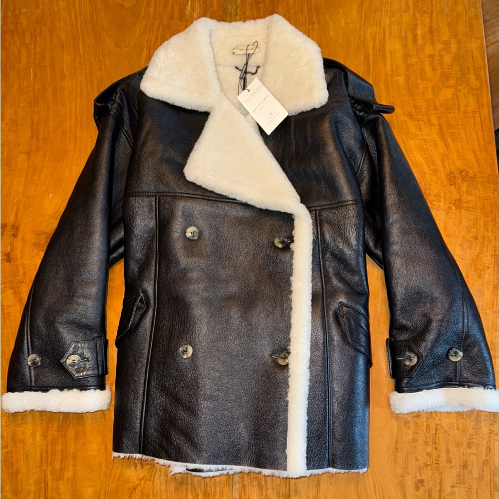 The Mannei Luxury brand Jordan Sheepskin leather and shearling coat